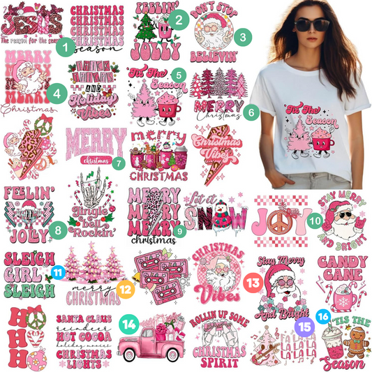 Pink Christmas Transfers