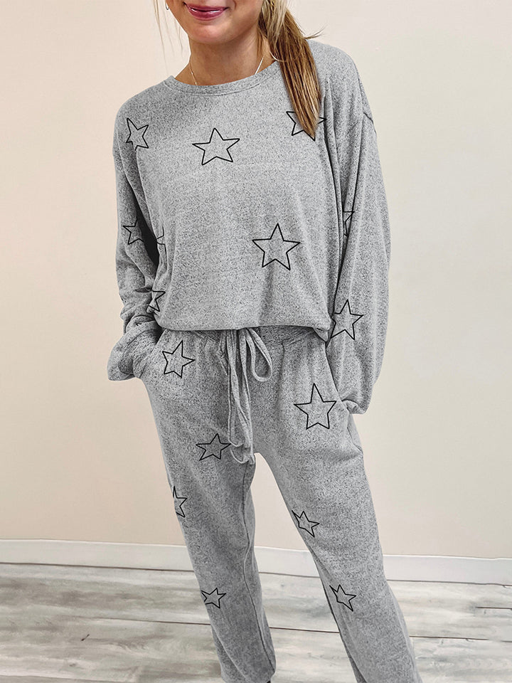 Starry Night Long Sleeve Top and Pants Lounge Set