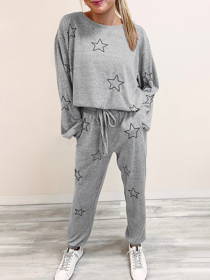 Starry Night Long Sleeve Top and Pants Lounge Set